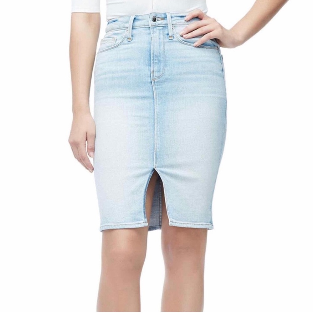 Good American Light Wash Denim Skirt